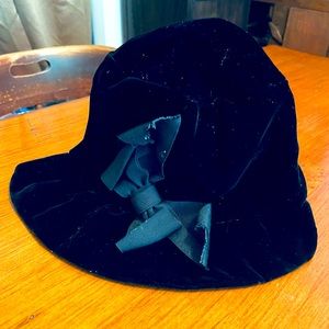Vintage Union Black Velvet Bucket Hat with Bow